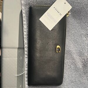 Coach Black Leather Zip-Around Wallet